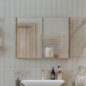 Pasqyrë me dollap banjoje - Atlantic<span> - </span>80cm x 16cm x 60, Pine