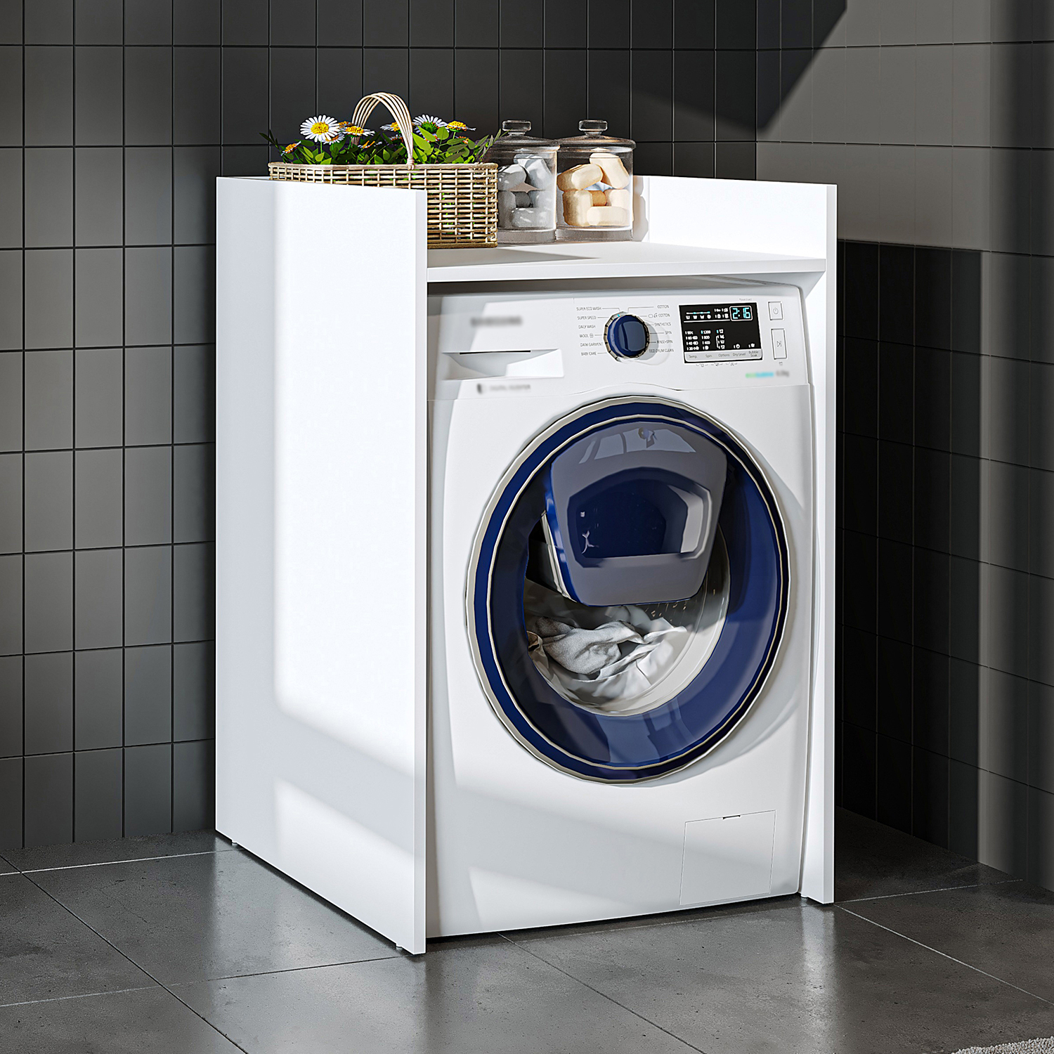 RoomArt-2818-çamaşır makinesi dolabı-derin-beyaz-1