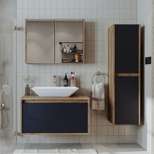 Set për banjo Atlantic 3 Pjesësh<span> - </span>Anthracite Pine, 85 cm x 45 cm x 45 cm