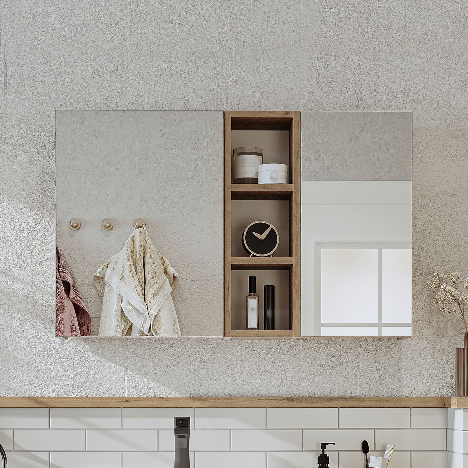 aynalı banyo dolabı roomart ahşap lotus 1