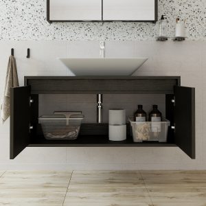 banyo dolabı lavabolu siyah 100 cm 2