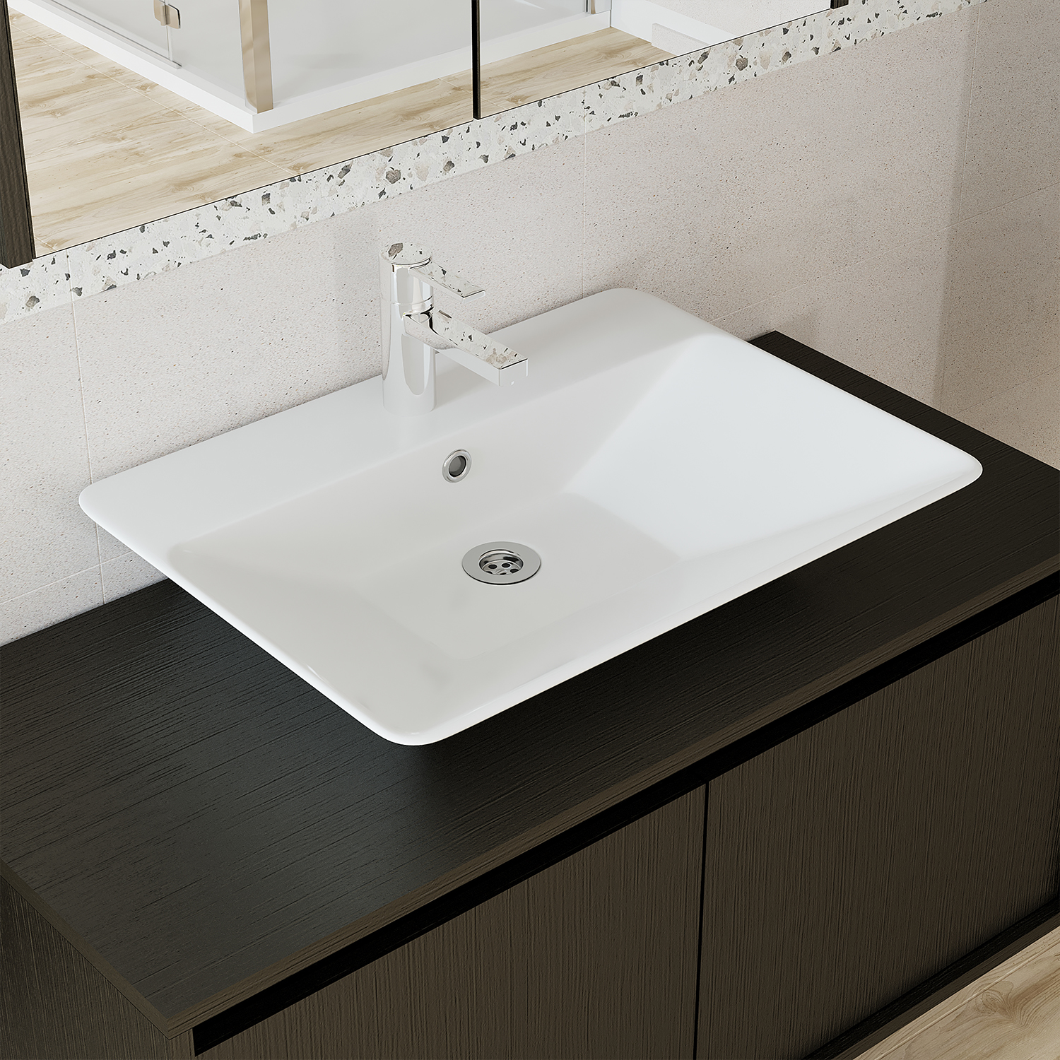 banyo dolabı lavabolu siyah 100 cm 3