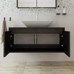 banyo dolabı lavabolu siyah 100 cm 5