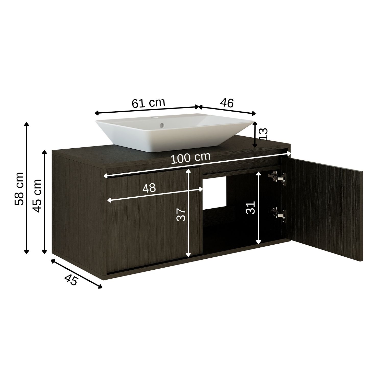 banyo dolabı ölçü siyah 85 cm